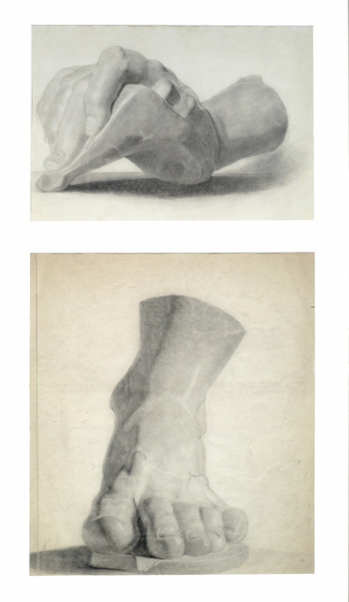 Studies of heads, hands and ears for Non angli sed angeli2