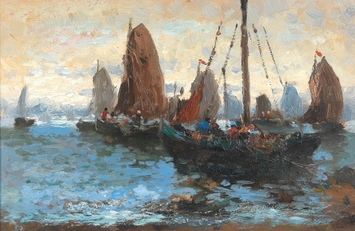 Seascape with Many Sailboats