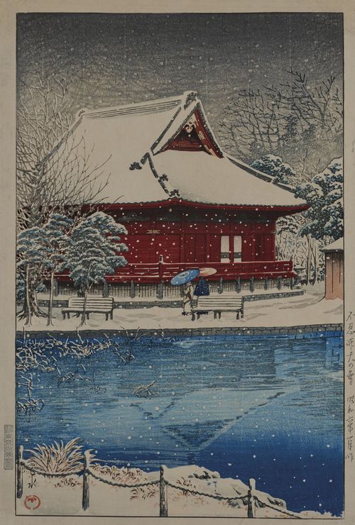 Snow at Shinobazu Pond Benten-do