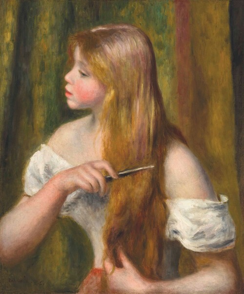 Young Girl Combing Her Hair