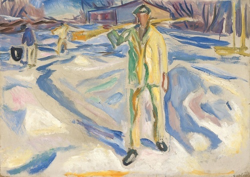 Building Workers in Snow