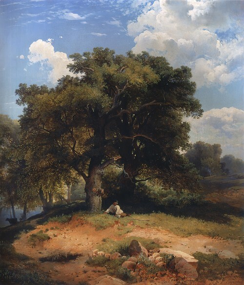 Landscape with Oaks and a Shepherd 1860