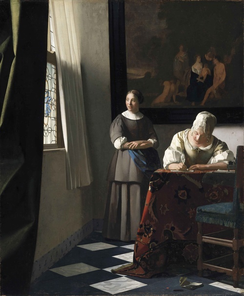 Woman Writing a Letter, with her Maid
