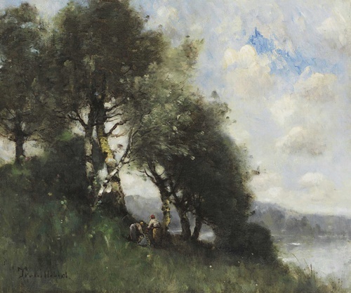 The Wood Gatherers by the Water's Edge