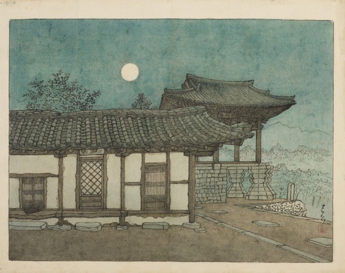 Evening Moonlight at the Temple