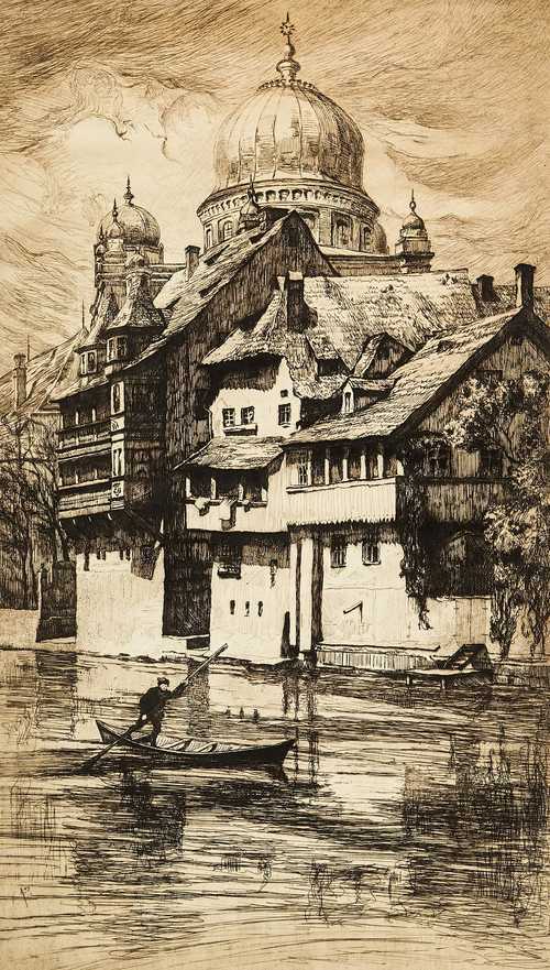 Old Houses on the Pegnitz, Nuremberg, 1909
