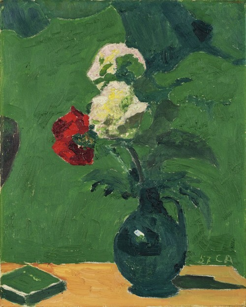 Still Life with Flowers in Green Vase