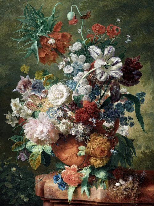 Flowers in a Terracotta Vase