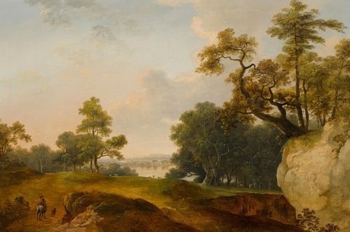 Cattle Watering with Figures on the Banks of a River