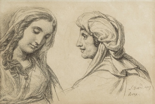 Young Girl and Old Woman in Bust View