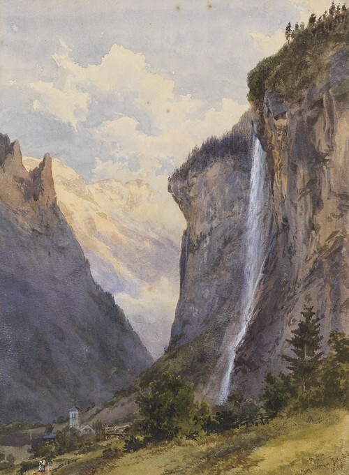 The Staubbach Falls in Lauterbrunnen (Switzerland)