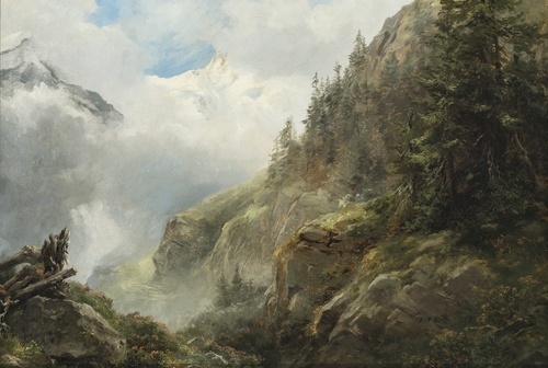 Cloud-Veiled Mountain Landscape