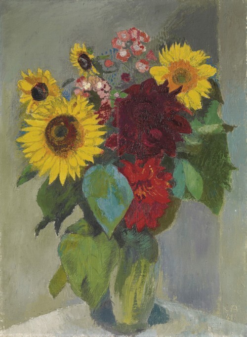 Still Life with Sunflowers and Dahlias