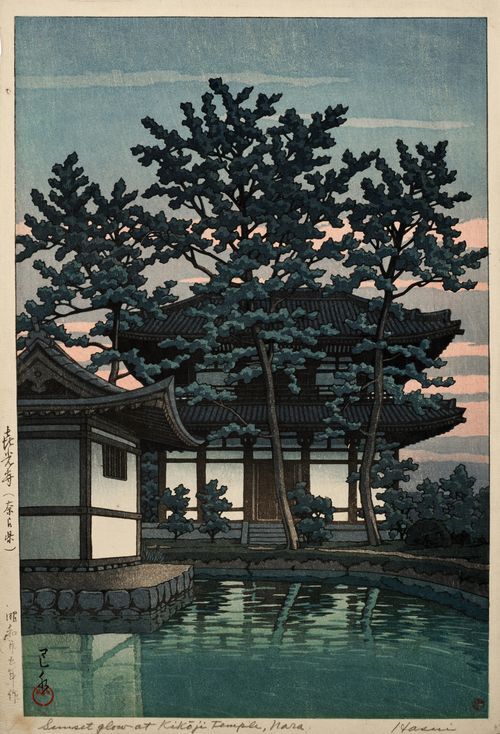 Λάμψη ηλιοβασιλέματος στον ναό Kikoji, Nara
