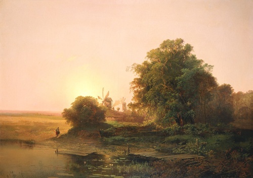 Summer Landscape with Windmills