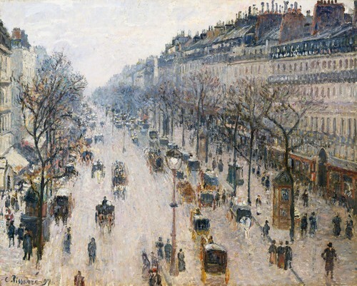 El bulevar Montmartre en una mañana de invierno