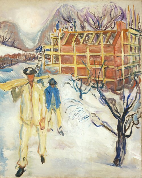 Building Workers in Snow