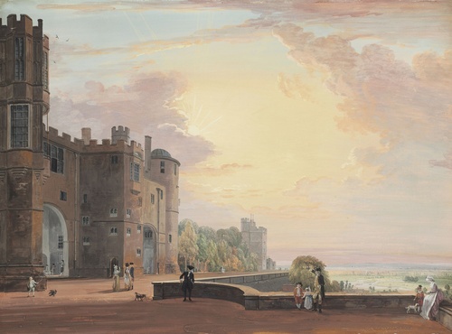 La terrazza nord del Castello di Windsor, vista verso ovest al tramonto