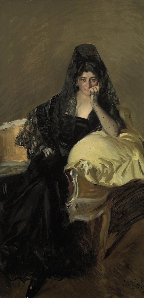 Portrait of Señora de Urcola wearing a black Mantilla