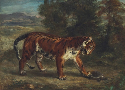 Tiger Playing with a Tortoise
