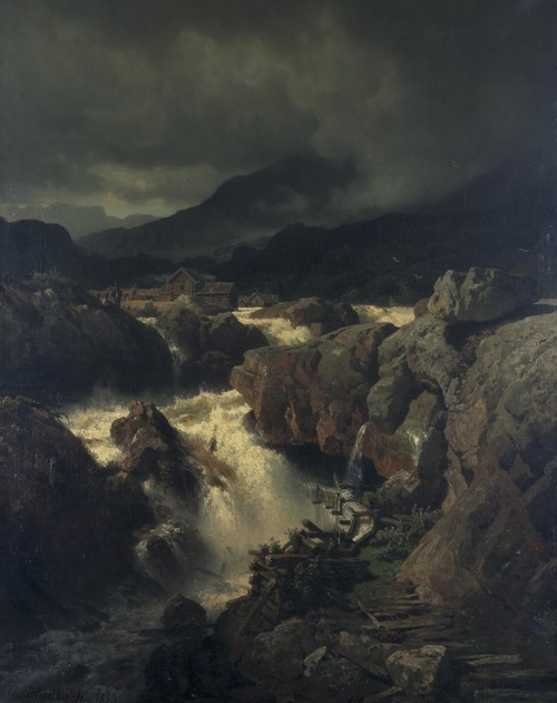 Rock Landscape with Waterfall in Norway