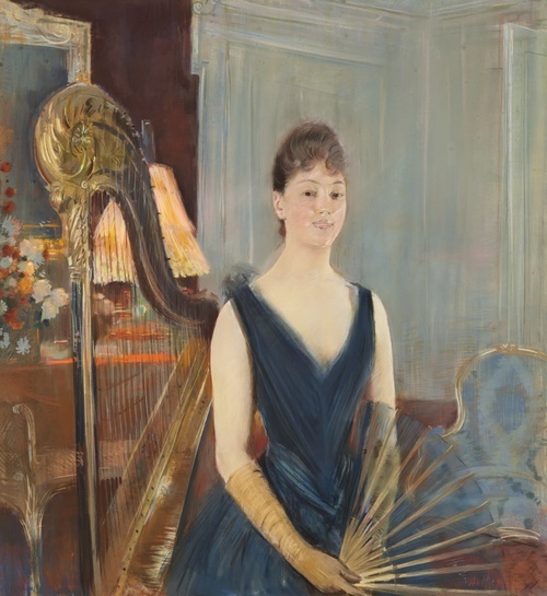 Harpist Seated with Fan