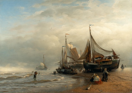Unloading the Fishing Boats on the Dutch Coast
