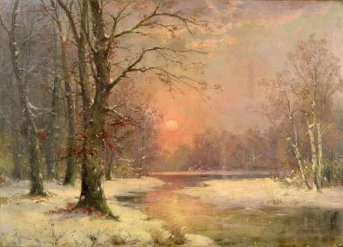 Sunset in Winter Landscape