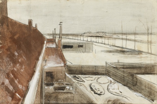 The view outside Vincent's studio window in winter