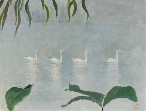 Quattro cigni sul lago