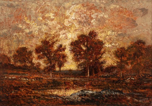 A pond in the middle of a clearing