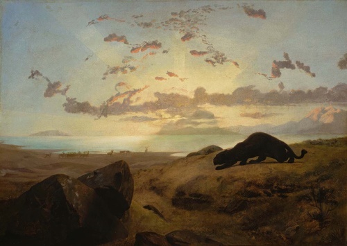Black Panther Stalking a Herd of Deer 1851