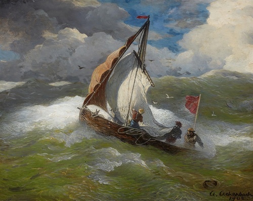 A Fishing Boat on Rough Seas