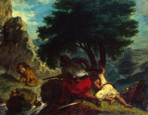 Lion Hunt in Morocco 1855