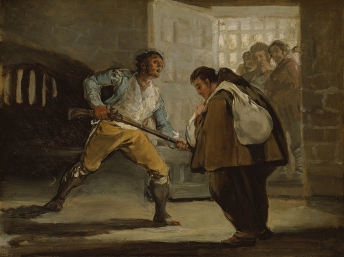 El Maragato Threatens Friar Pedro de Zaldivia with his gun
