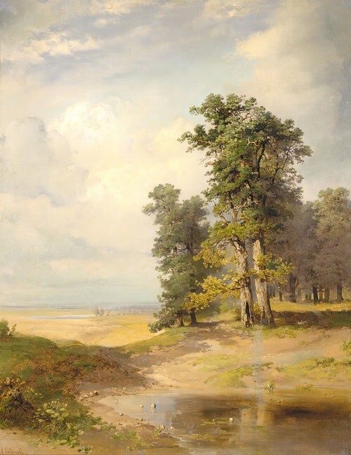 Summer Landscape with Oaks