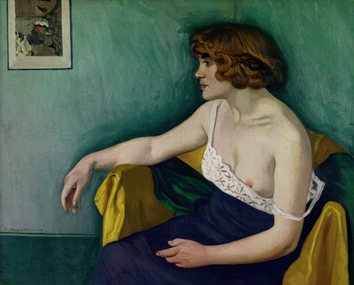 Young woman seated in profile