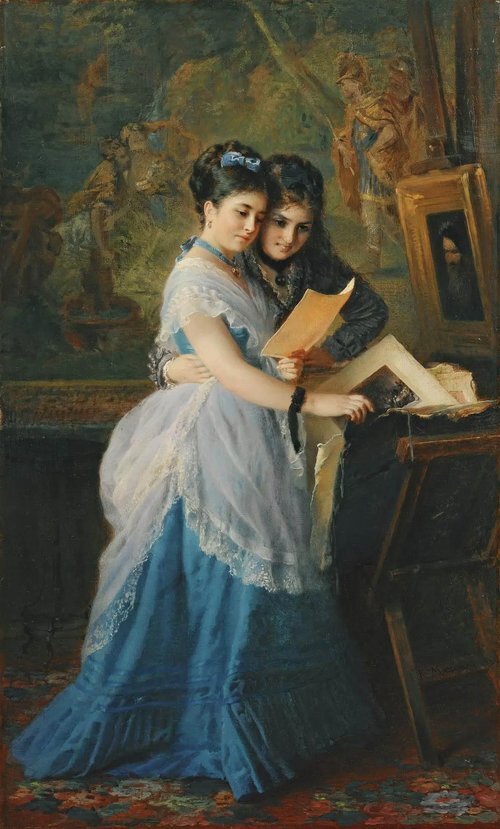 Two Ladies Looking at an Engraving