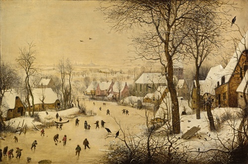 Winter landscape with bird trap
