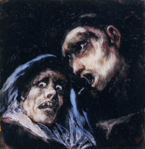 Монах, разговаривающий со старухой