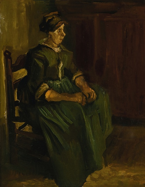 A sitting peasant woman