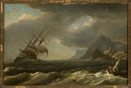 Castaways during a sea storm