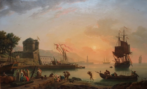A Grand View of the Sea Shore Enriched with Buildings Shipping and Figures
