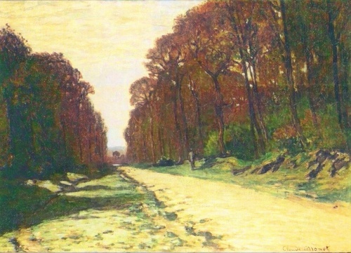 Vej i en skov i Fontainebleau