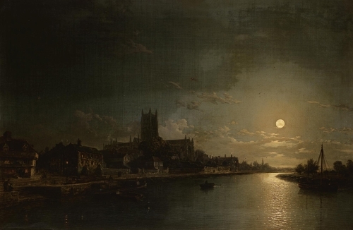 Moonlight on the River Severn with Worcester Cathedral