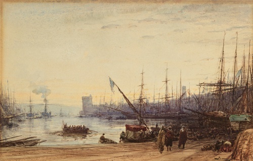 Mediterranean Port at Sunset