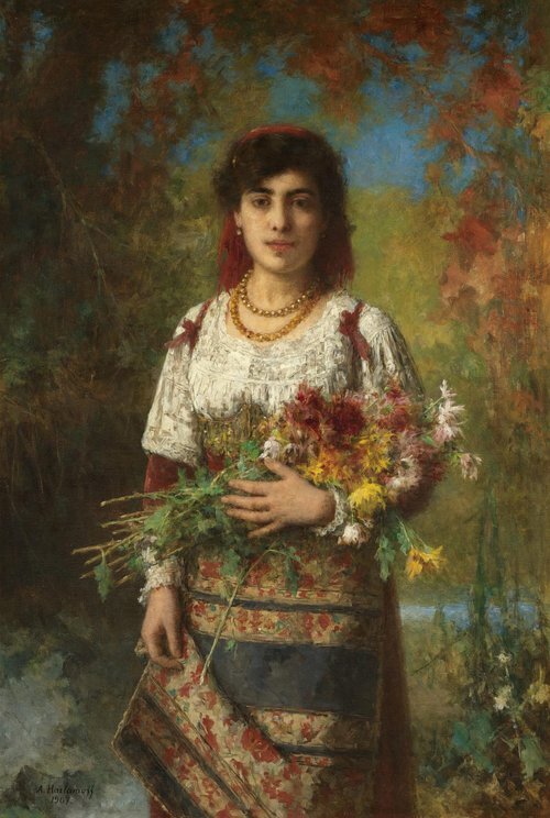 Gypsy Girl with Flowers