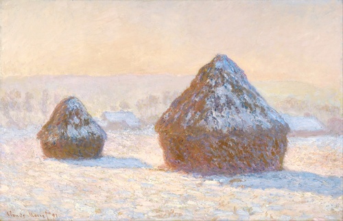 Wheatstacks, Snow Effect, Morning