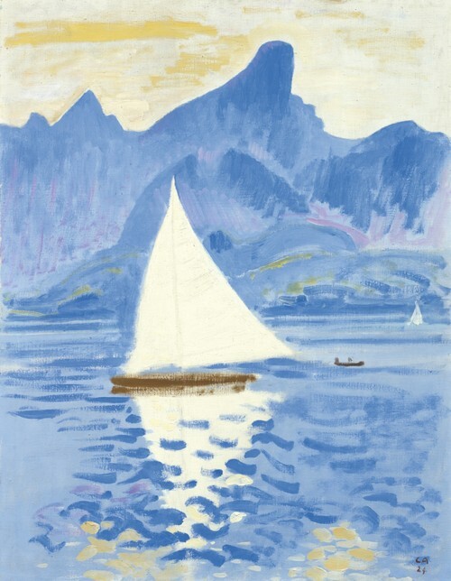 Barco de Vela en el Lago Thun, 1924