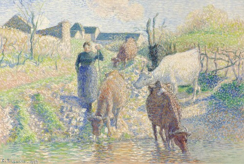 Cows Drinking at a Stream, Osny 1886